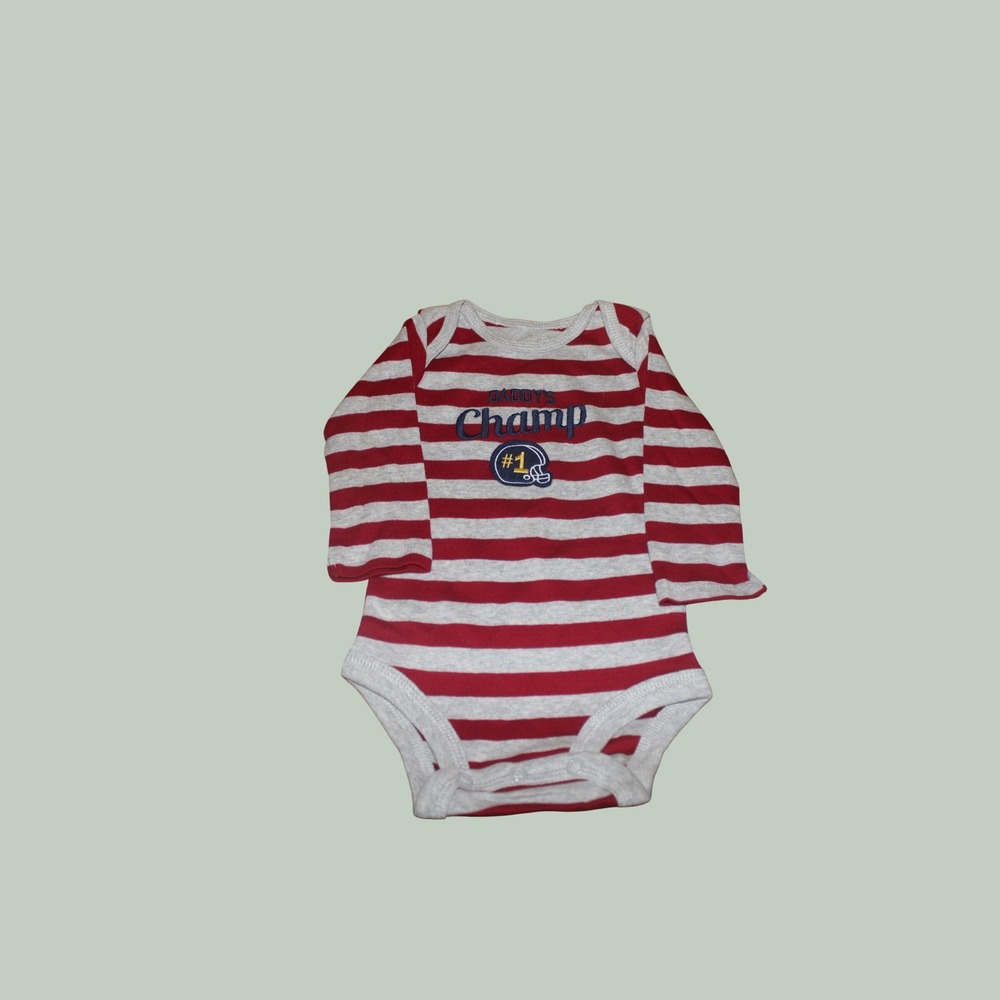 Just One You by Carters Baby Boys 3PK Long Sleeve Football Bodysuits Navy Red 3M - Picture 5 of 7
